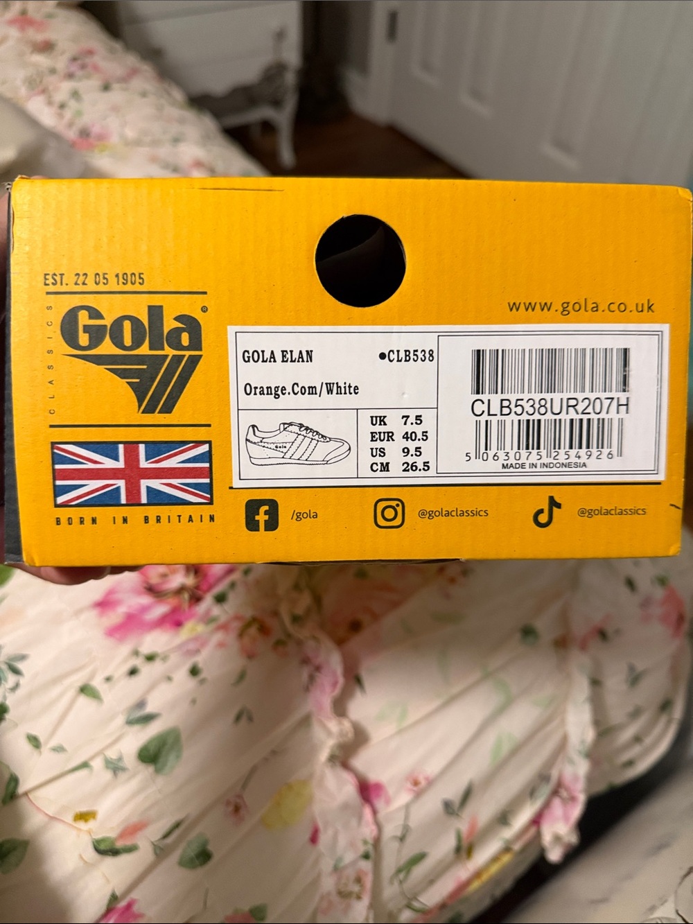 Gola Orange/White Elan Athletic Shoes Box